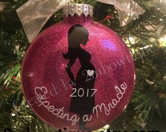 Great Gift Idea for Expecting Mother / Mother to Be / Pregnancy.  Expecting a Miracle Pregnancy Ornament.