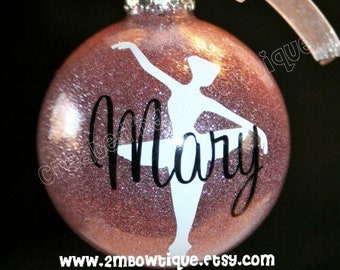 Gift idea for Dancer / Dance Recital. Personalized Dancer Glitter Ornament, Glass