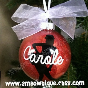 Great gift idea for Dancer / Dance Recital. Personalized Tap Dancer Glitter Ornament, Glass