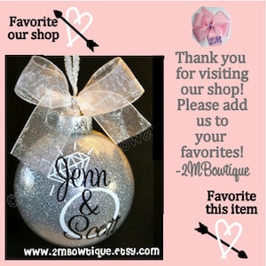 Great Engagement Gift Idea. Christmas Ornament for Engagement/Engaged Couple. Glass. image 6