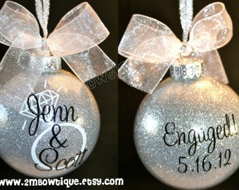 Engagement Gift Idea / Christmas Ornament for Engagement / Engaged Couple / Engagement Ornament / Glass.