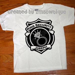 Gift Idea of Ring Bearer. Ring Security.... Ring Bearer T-Shirt. Free Personalization.