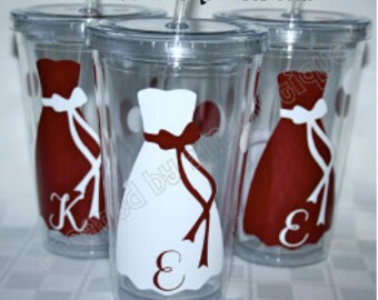 FIVE Bridal Party Personalized Tumbler Cups. Great gift