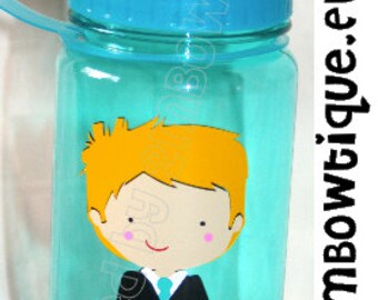 Gift Idea for Ring Bearer Personalized Water Bottle. Customized to look like your Ring Bearer.