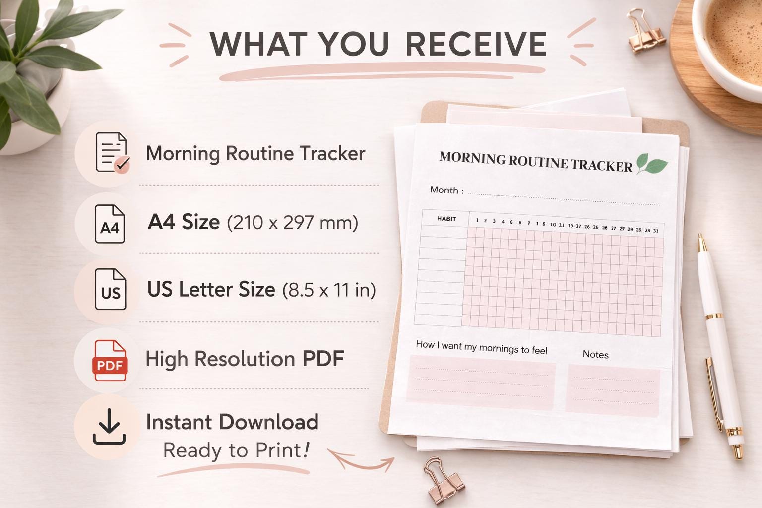 Morning Routine Tracker Printable, Daily Routine Planner, Habit Tracker ...