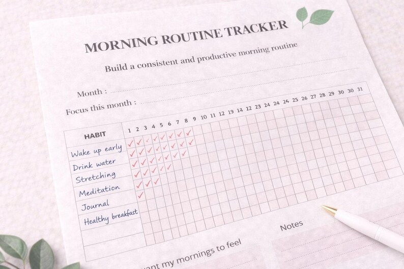 Morning Routine Tracker Printable, Daily Routine Planner, Habit Tracker ...