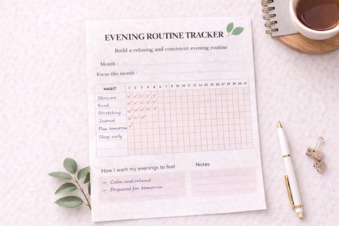 Watcher Routine Evening Routine Tracker Printable, Night Routine Planner, Habit Tracker ...