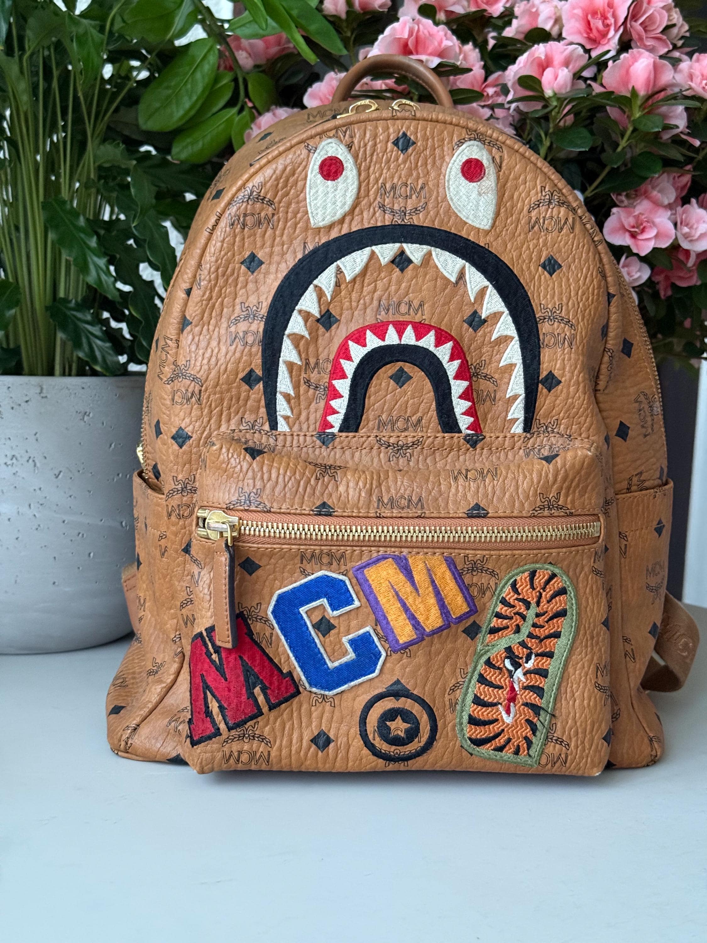 BAPE×MCM SHARKSTAR BACKPACK MCM X BAPE Shark Backpack – Limited Edition – Visetos Leather