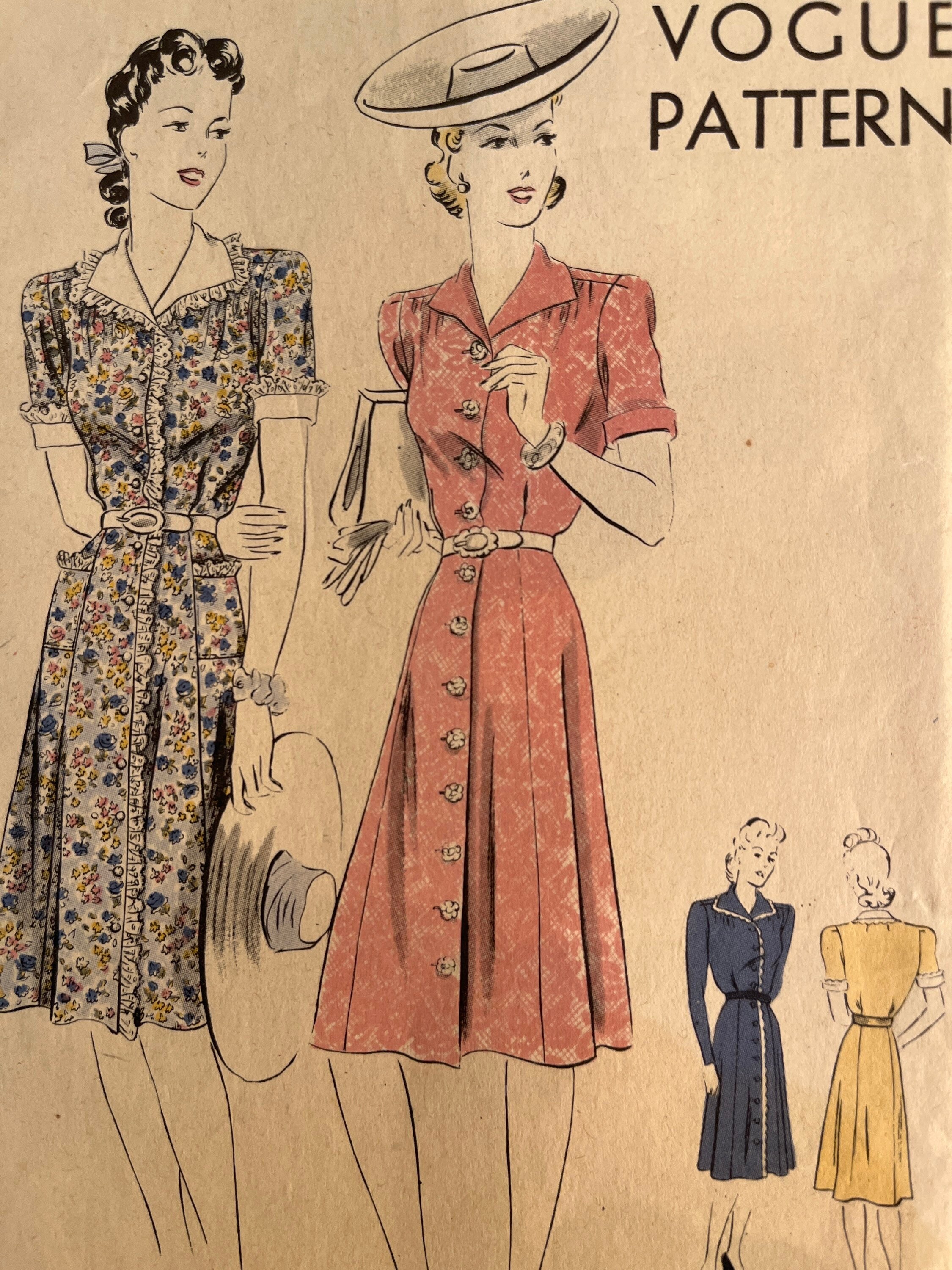 Early 1950s One-piece Dress - Easy to Make - Vogue Pattern