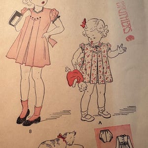 1940s Toddler/ Girls Dress and Pantie - Butterick Pattern 3198 - Size 2