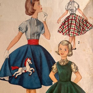 1956 Girl’s Jumper, Blouse and Skirt (Transfer Included) - Simplicity Pattern 1741 - Size 8