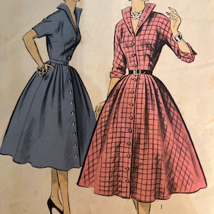 1950s Misses’ Flared Skirt Shirtwaist Dress - Advance Pattern 6955
