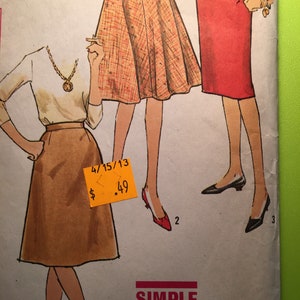 1950 年代のティーンおよびジュニア向けスカートセット - シンプリシティ パターン 4601