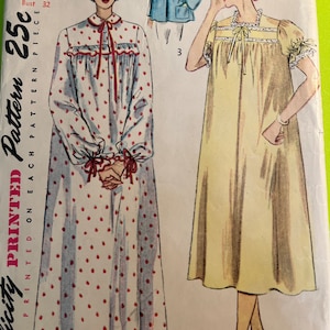 1950 Misses’ and Women’s Nightgown and Bed-Jacket - Simplicity Pattern 3388 - Size 14