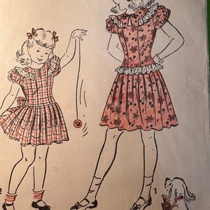 Vintage Girls Dress with Eyelet Edging - Advance Pattern 4508 - Size 2 (Breast 21”)