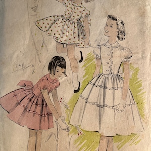 1950s Girls Full Skirted Dress - Advance Pattern 8596