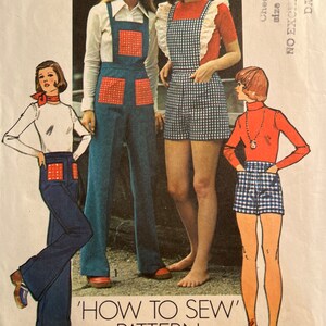 Macacão para adolescentes e meninas de 1973 com babador removível - Padrão Simplicity 6107 - Tamanho 12