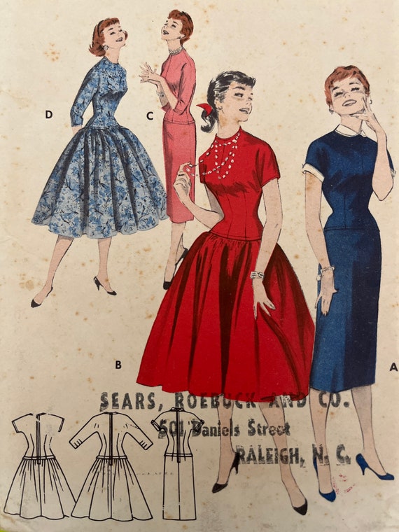 1950s Misses Mid-line (drop Waist) Dress - Butterick Pattern 7379 - Size 12 - Etsy 1950s Misses Mid-line (drop Waist) Dress - Butterick Pattern 7379 - Size 12 - Etsy