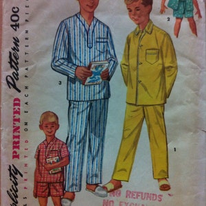 1960s Boy&#39;s Pajamas for Summer or Winter - Simplicity Pattern 1434