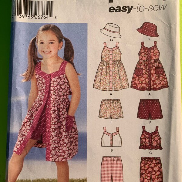 2003 Childs Dress, Top, Pants, or Shorts and Hat - Simplicity Pattern 5540