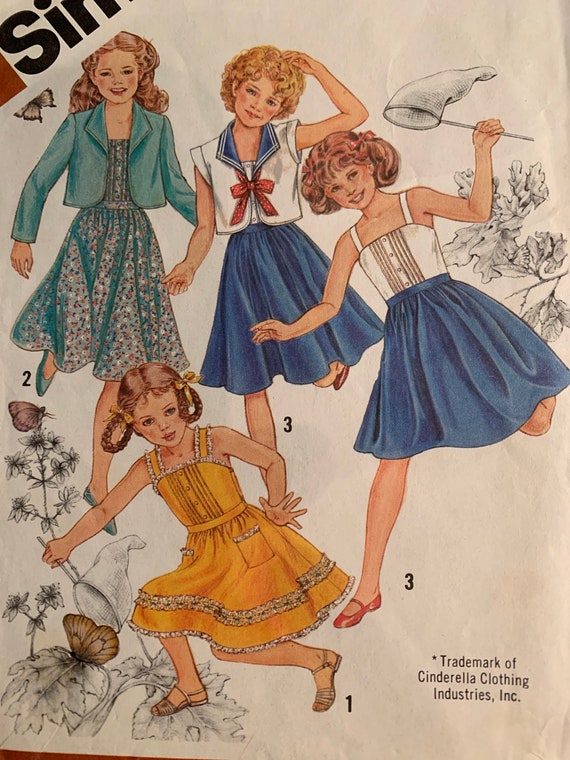 1982 Cinderella Girls Pullover Sundress and Unlined Jacket - Simplicity  5468 - Size 7 - CC - Etsy