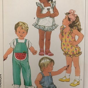 1986 Toddlers Jumpsuit and Rompers, Pullover Sundress and Panties -Simplicity Pattern 7412