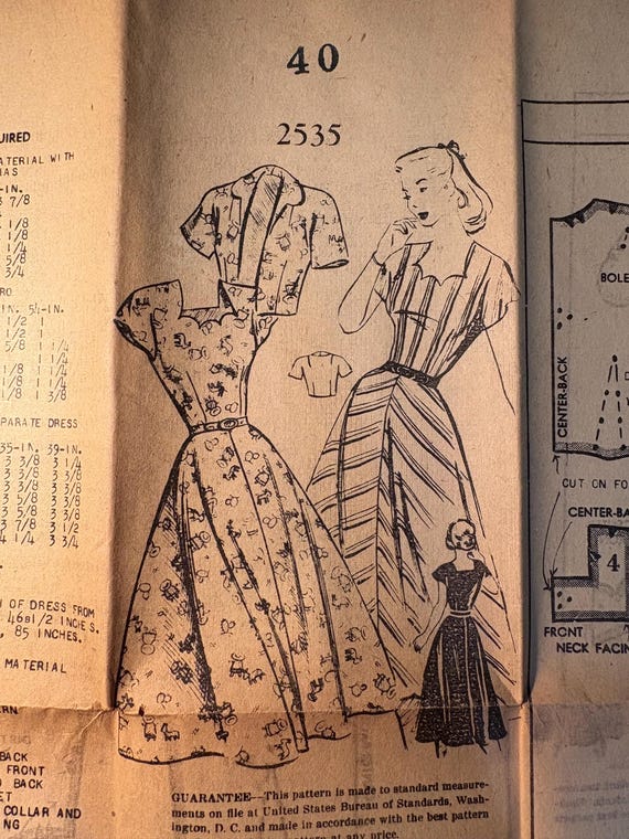 Misses Scalloped Neck Dolman Sleeve Dress and Bolero - Vintage Mail Order  Pattern 2535 - Size 40 (bust 40) - Etsy