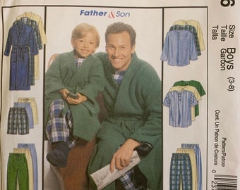 2010 McCall's Boys Robe with Belt, Pajama Top, Pants or Shorts Pattern M6236
