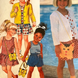 1992 Childs Tank Dress or Top, Shorts, Cardigan and Purse - For Stretch Knits Only - Simplicity Pattern 7732