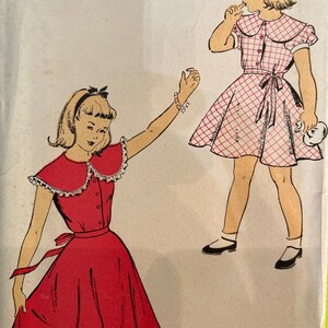 1940-50s Girls Pretty Dress - New York Pattern 1124 - Rare