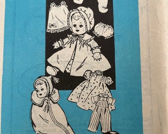 Vintage Infant Doll Wardrobe for 10” Doll - Printed Pattern 4870