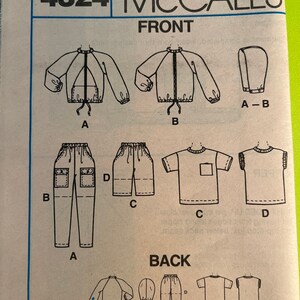 Children’s or Boys Sweat Pants, shorts, Jacket with detachable Hood, and Shirt - McCall’s Pattern 4324
