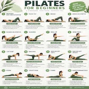 Pilates för nybörjare utskrivbar | 16 helkroppsövningar (digital nedladdning)