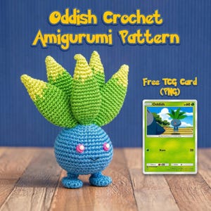 Oddish Crochet Pattern PDF, Amigurumi Pokemon Crochet Pattern, Creature Toy Pattern, Beginner Friendly Amigurumi, Instant Download