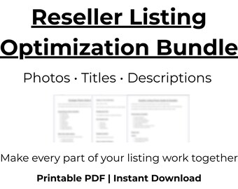 Reseller Listing Optimization Bundle | Photo Guide, Title & Description Templates, Checklist | Poshmark eBay Seller Tools PDF