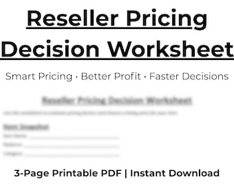 Reseller Pricing Decision Worksheet | Price Items for Profit & Accept Offers with Confidence | Poshmark eBay Seller PDF