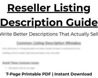Reseller Listing Description Guide & Template | Write Clear Item Descriptions That Sell | Poshmark eBay Seller PDF