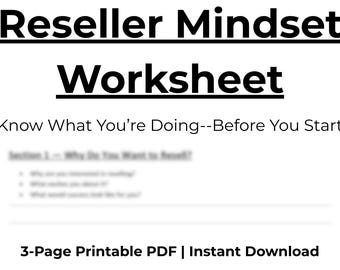 Reseller Mindset & Planning Guide | Plan Before You Start Selling | Reselling Business Worksheet PDF