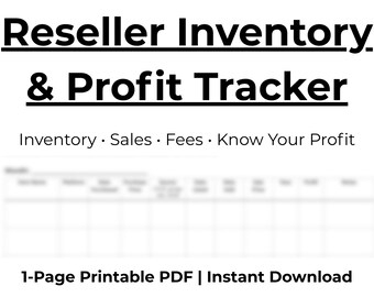 Reseller Inventory & Profit Tracker | Track Sales, Fees, Revenue and Profit | eBay Poshmark Seller Spreadsheet PDF