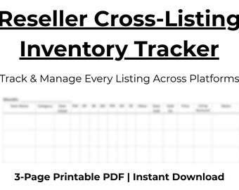 Reseller Cross Listing Tracker | Multi Platform Inventory Tracker + Monthly Sales Summary | eBay Poshmark Mercari Seller PDF