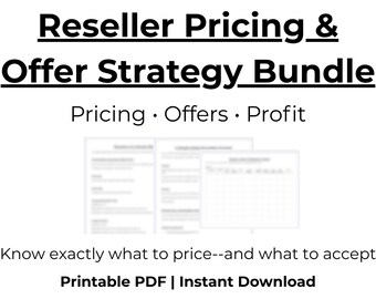 Reseller Pricing & Offer Strategy Bundle | Pricing Worksheet, Profit Calculator, Offer Guide | eBay Poshmark Seller Tools PDF