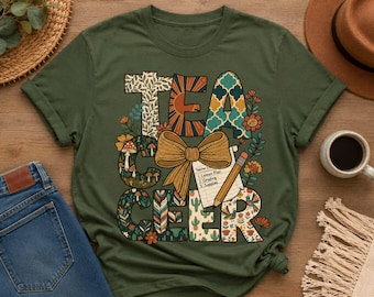 Retro Boho Teacher PNG, Back to School Shirt Design (Digital Download)