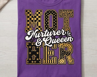 Mot Nature Queen PNG | Retro Varsity Wildlife Design (Digital Download)