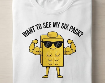 Building Block Six Pack PNG, Gym Humor Graphic (Digital Download)