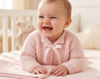 Baby Cardigan Knitting Pattern, Easy Garter Stitch Sweater (PDF Download)