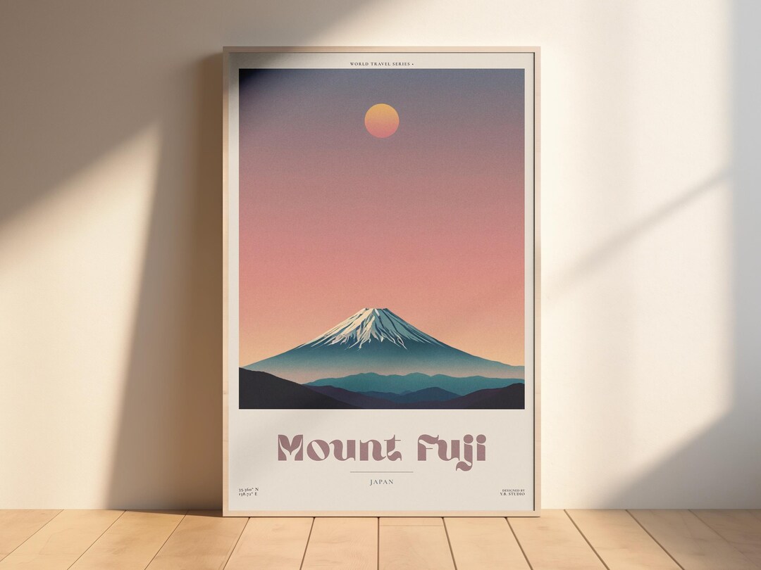 Mount Fuji Japan Travel Poster – Vintage Minimalist Wall Art - Etsy