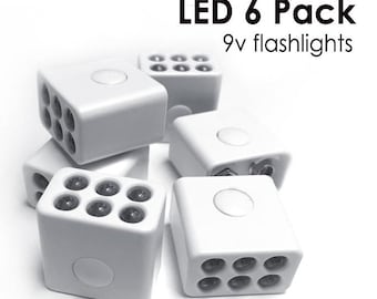 6 Pack of LED Flashlights, Push Button On/Off. Safe Candle Replacement