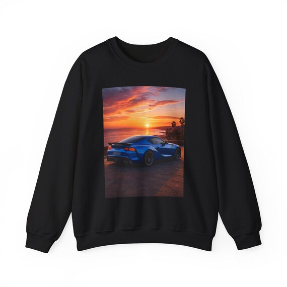 Sunset Sports Car Graphic Sweatshirt | Coastal Drive Scene