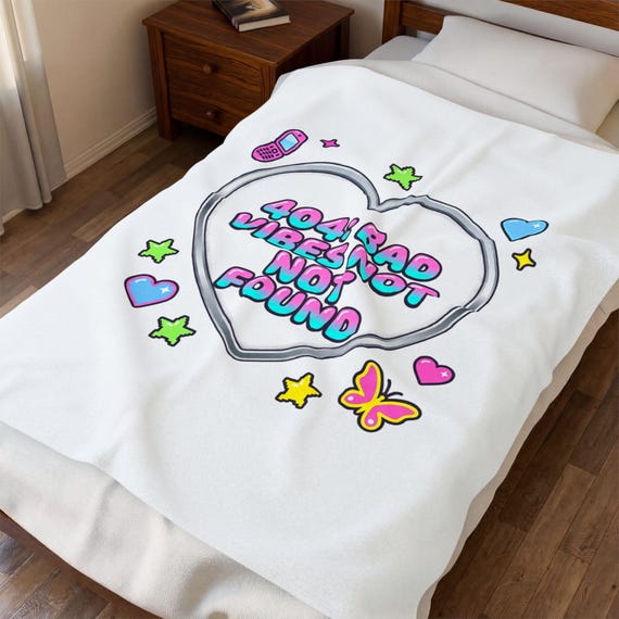 404: Bad Vibes Not Found Plush Blanket | Y2K aesthetic, retro internet