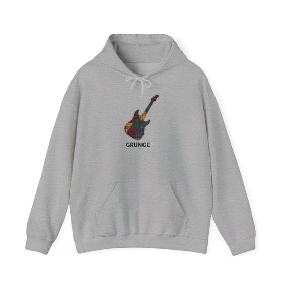 Grunge Guitar Hoodie | plaid comeback, 90s rock revival